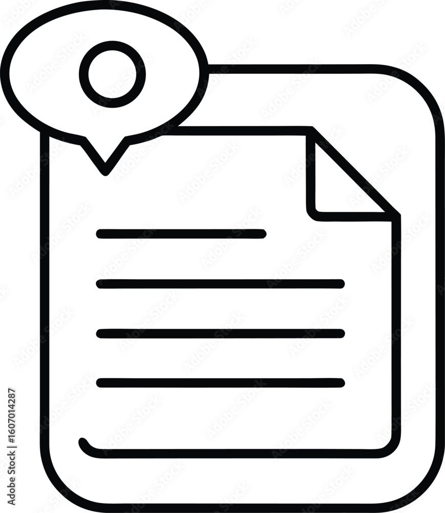 Poster clean line art icon of a report or checklist isolated on transparent background