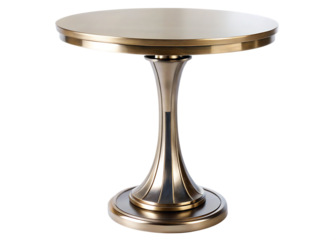     elegant round end table with metal pedestal base isolated on white background PNG, AI GENERATED