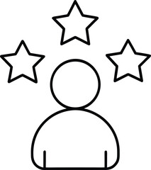 Person giving five star rating line art icon isolated on transparent background