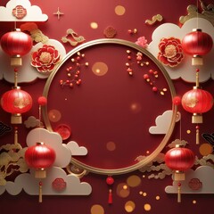 Elegant Chinese New Year Festive Frame