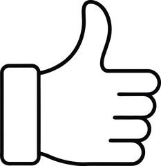 Clean line art thumbs up icon isolated on transparent background