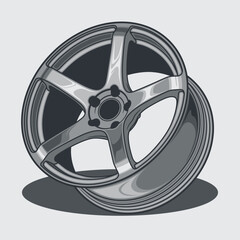 Car wheel illustration for conceptual design. Separated layers, easy to edit or change the colors in your vector supported software.