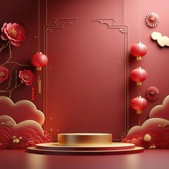 Elegant Chinese New Year Podium for Product Display
