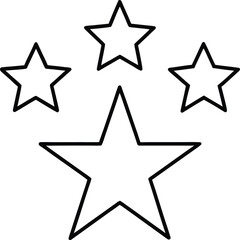 Clean line art icon of multiple stars and a checkmark isolated on transparent background