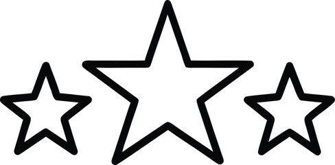 Clean line art icon of three stars representing quality isolated on transparent background