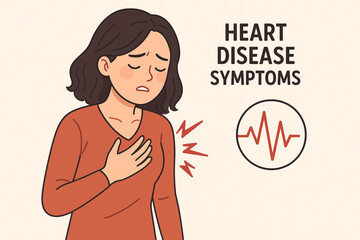 Heart Disease Symptoms in Women – Cute Cartoon Illustrations for Health Awareness