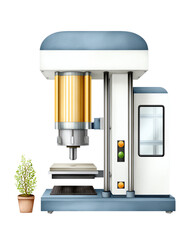 Modern industrial machine illustration: A meticulously crafted illustration showcases a modern industrial machine. It stands as a symbol of innovation, efficiency, and the power of technology. 