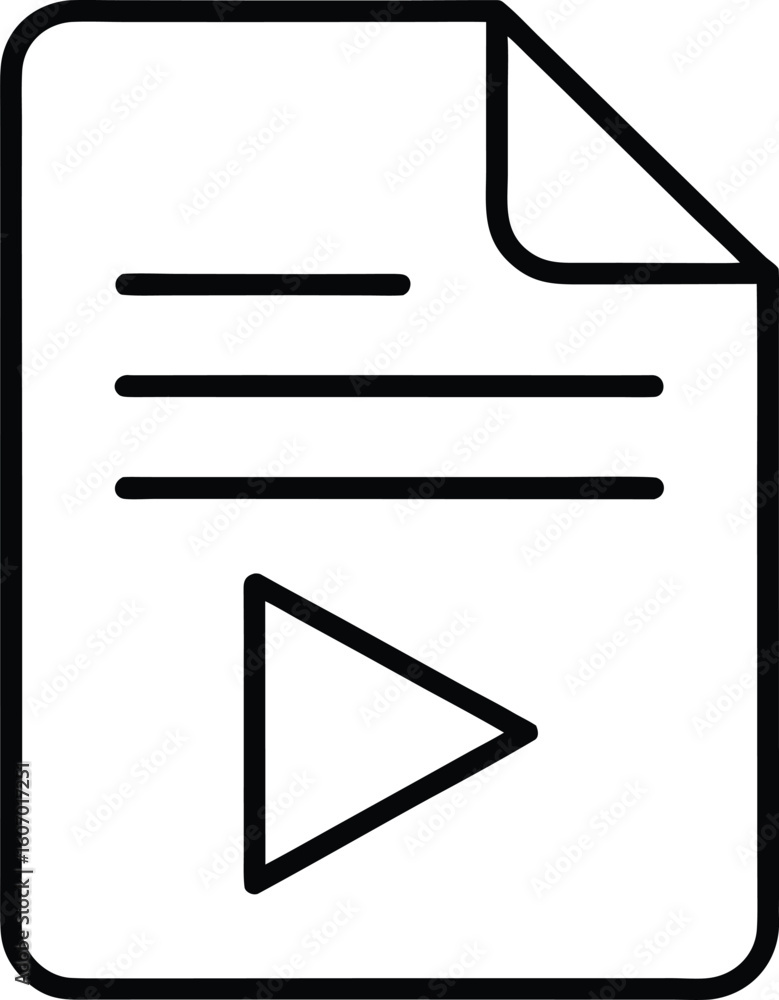 Poster clean line art document with play button icon isolated on transparent background