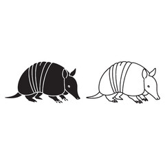Armadillo Features Render - Rolling Defense - Tough Shell - Armadillo silhouette - Armadillo lineart - Armadillo vector - vector set of Armadillo

