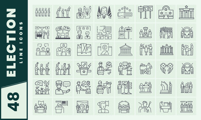 Set of election line icons for political campaigns