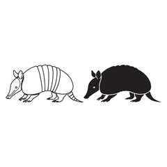 An Armadillo Profile - Armored Body - Night Digger - Armadillo silhouette - Armadillo lineart - Armadillo vector - silhouette & lineart of Armadillo

