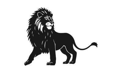 Lion silhouette vector, wild animal art, majestic lion illustration, powerful predator logo, black lion design	