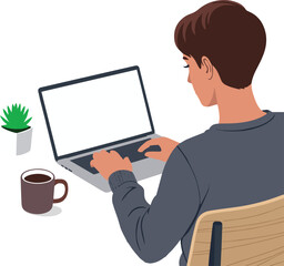 Businessman working on laptop computer in office