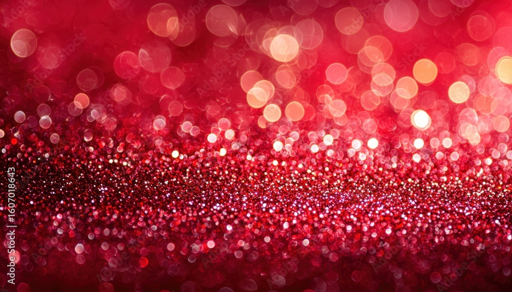 Poster sparkling red glitter background with bokeh effect