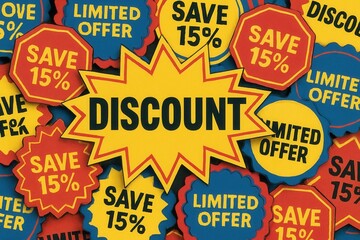 Obraz premium Colorful promotional signs featuring phrases like 