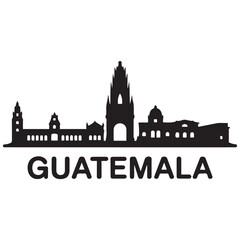 Fototapeta premium Vector Guatemala skyline. Travel Guatemala famous landmarks. Business and tourism concept for presentation, banner, web site. Vector black silhouette. with white background