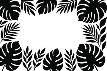 Tropical leaf border with empty space for text and design