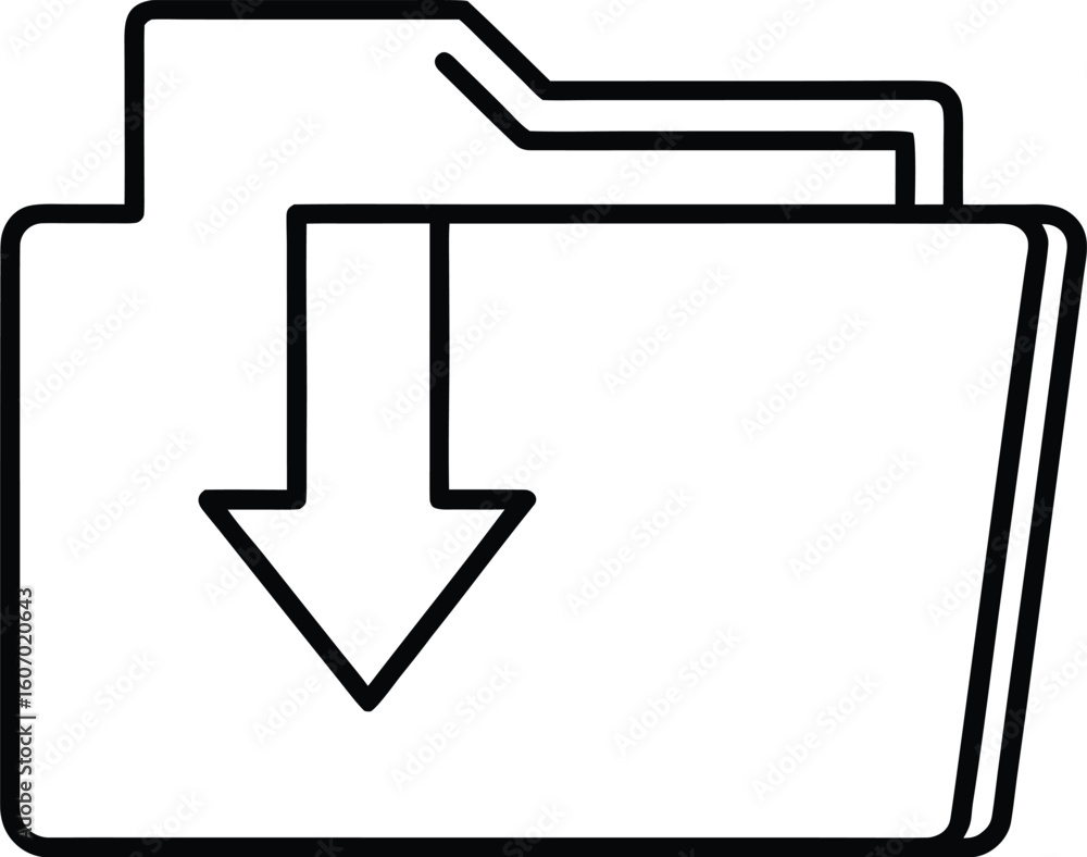 Poster clean line art folder icon with upload arrow isolated on transparent background