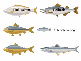 vector set of fish icons