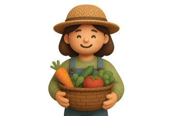 girl with a basket of vegetables