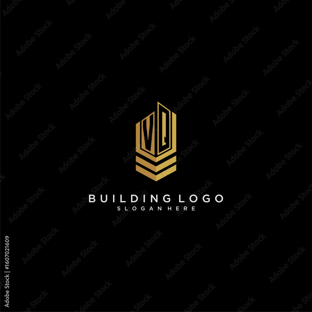 Fototapete vq initial monogram logo for real estate with building style