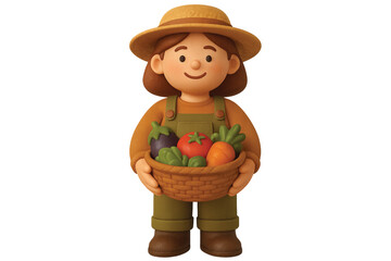 girl with a basket of vegetables