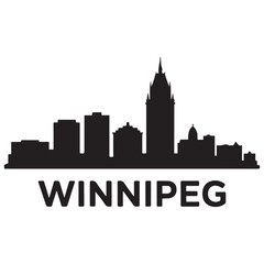 Fototapeta premium Winnipeg skyline silhouette. Black Winnipeg city. Vector black silhouette. with white background