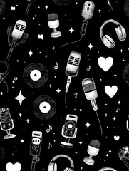 Set of icons badges without background featuring music and celebration themes.