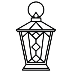 Intricate line lantern design with decorative patterns and geometric textures on a clean white background