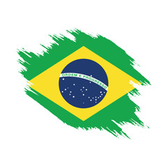 Brazil flag grunge paint brush artistic vector illustration with national identity