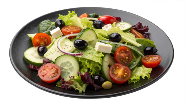 Fresh Colorful Salad on Plate – PNG with Transparent Background..