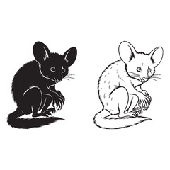 The Aye-Aye Graphic - Nocturnal Animal - Dark Fur - Aye-Aye silhouette - Aye-Aye lineart - Aye-Aye vector - vector set of Aye-Aye

