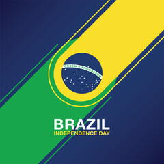 Brazil Independence Day graphic template with diagonal stripes and circular national flag in bold color