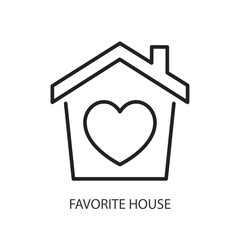 Favorite house thin line vector icons.