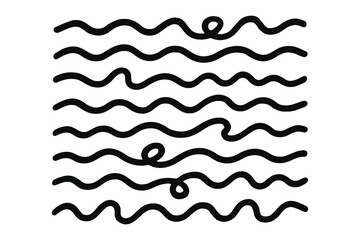 Abstract black wavy lines and swirls on white background pattern