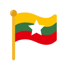 Waving Flag of Myanmar (Burma) - National Symbol
