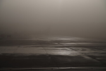 Foggy, misty day with a grey sky