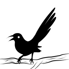 Single White Dot on Black Background Abstract Minimalist Concept, bird Silhouet