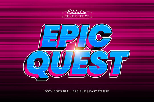 epic quest editable text effect with a hero and super text style