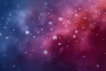 Obraz premium Snowflakes gently fall in a colorful twilight sky during a winter evening