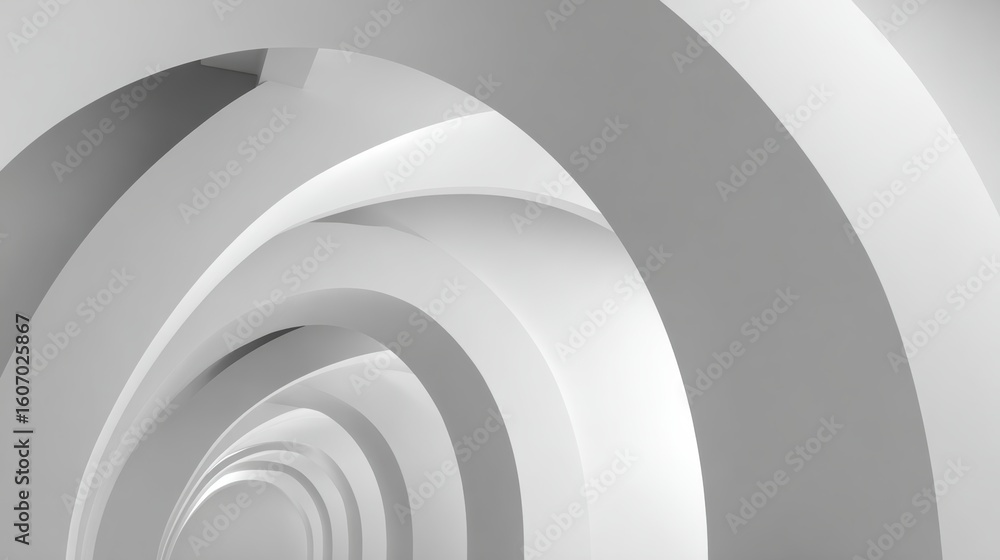 Poster abstract architecture featuring smooth, curved lines in a minimalist design, evoking a sense of flui