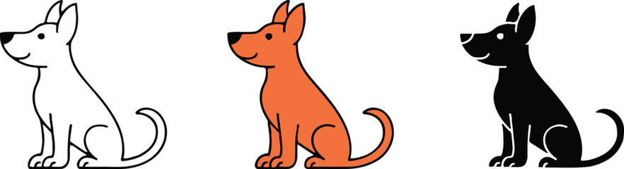 silhouette, outline and colored dog vector images perfect for pet-themed designs, social media and print materials