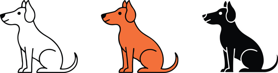 complete dog vector collection: outline, colored and silhouette styles for digital art, brochures, and merchandise