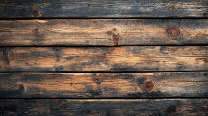 Obraz premium Reclaimed plank texture aged barn wood planks top-down distressed surface natural knots split grain lines vintage hardware seamless tiling pattern