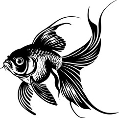 Goldfish Vector Illustration in Black and White