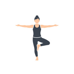 Fototapeta premium Woman in Yoga Tree Pose Balanced and Serene Athletic Attire.
