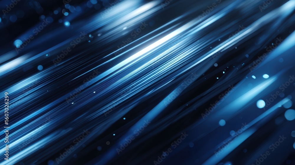 Poster abstract blue energy streaks with glowing particles create a dynamic and modern design for backgroun