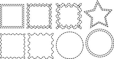 set of wavy dashed curvy shape, loopy squiggle path, decorative wave line border, Dotted line divider, curvy shape line vector Illustration, seamless, Isolated white background