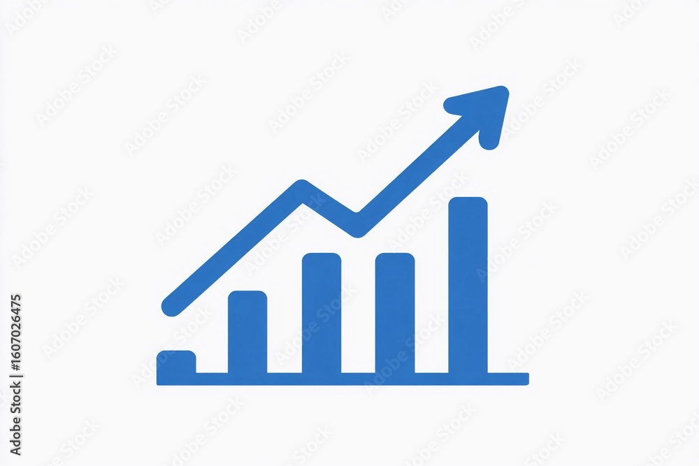 Aufkleber trend line showcasing growth through increasing bar chart elements in a simple design