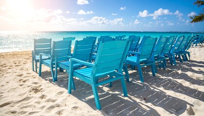 Beach chairs on a pristine white sand beach